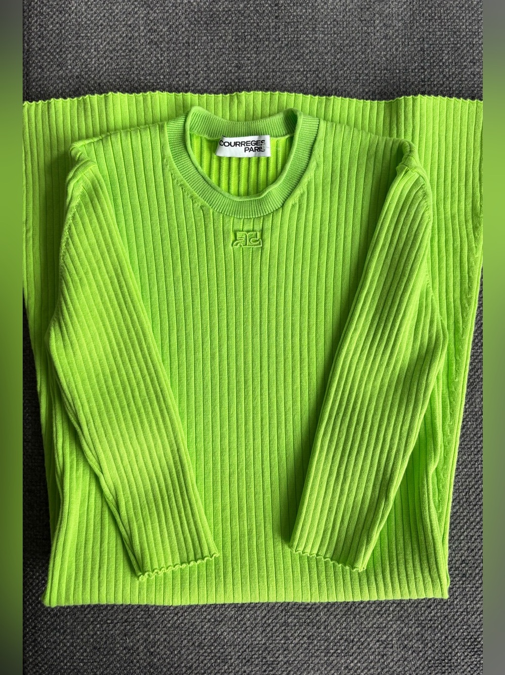 Courrèges Paris Embroidered Logo
Ribbed Dress In Neon Green, size M - Picture 5 of 12